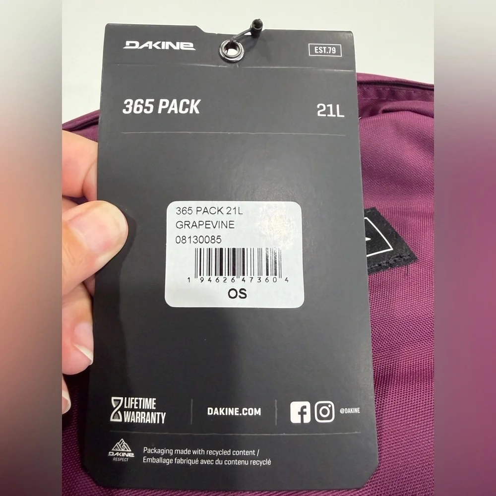 DaKine Women's 365 21 L Backpack Purple Daypack Bag NWT Commuting Textbook